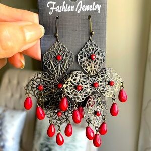 Fashion beaded chandelier statement earrings set